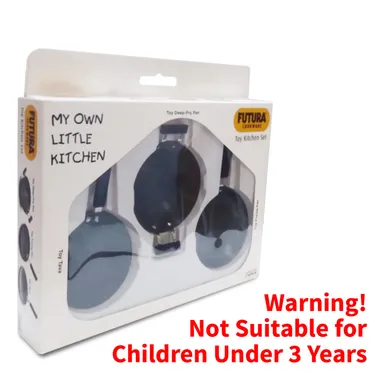 Hawkins Futura Toy Kitchen Set 3 Pieces Cookware for Kids India | Toy Frying Pan, Deep-Fry Pan, Tava | Black CWMIN thumbnail 6