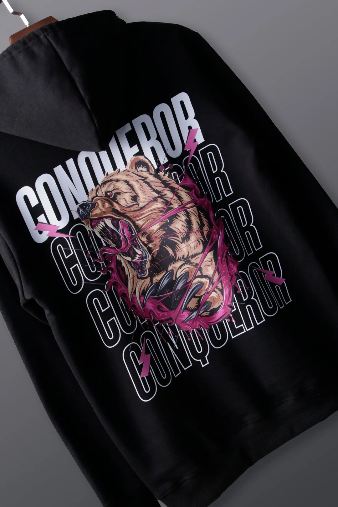 Conqueror Cotton Heavyweight Oversized Hoodie Red | Unisex streetwear image 1