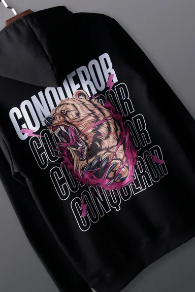 Conqueror Cotton Heavyweight Oversized Hoodie Red | Unisex streetwear thumbnail 0