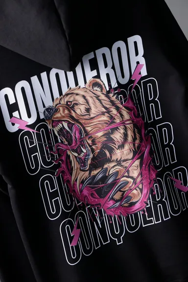 Conqueror Cotton Heavyweight Oversized Hoodie Red | Unisex streetwear thumbnail 1