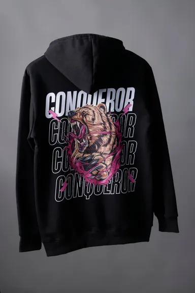 Conqueror Cotton Heavyweight Oversized Hoodie Red | Unisex streetwear thumbnail 2