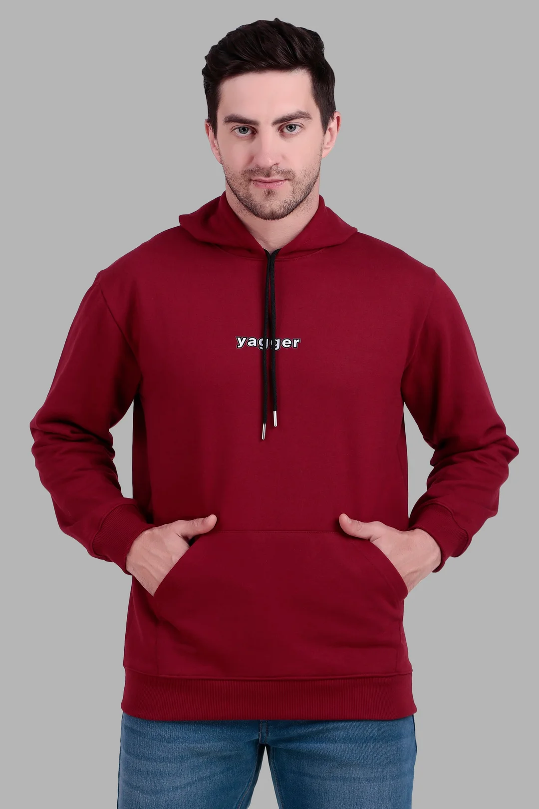 Yagger Premium Cotton Oversized Unisex Hoodie | Embroidered Streetwear| Adjustable Hood image 5