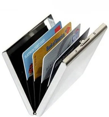 billioBAG | Silver Metal Card Holder for Men, RFID Blocking Slim Business Card Case, Compact Pocket Organizer (Set of 1) thumbnail 1