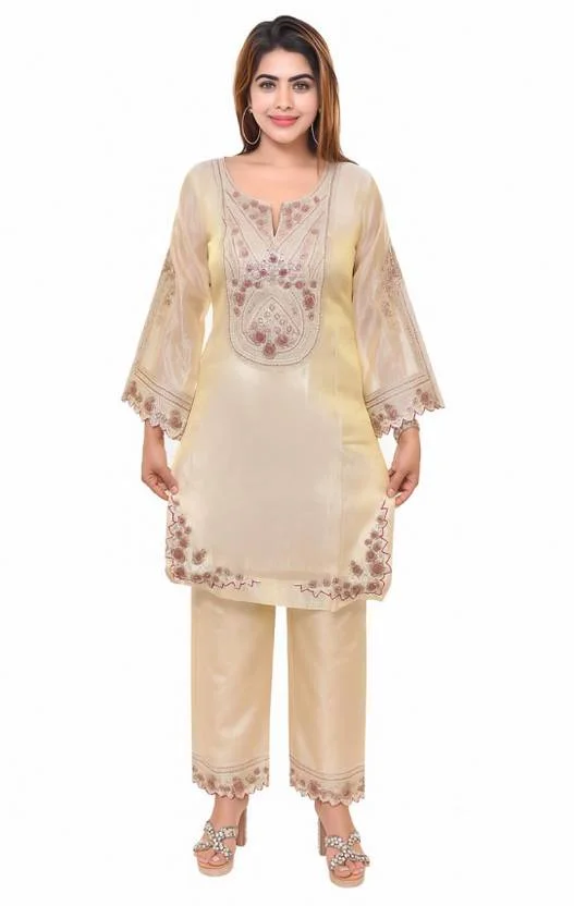 Ethnic Vogue Women Kurti Pant Dupatta Set | Designer Indian Wear, Office & Festive Use, Cotton Blend, Elegant Traditional Outfit for Women image 1