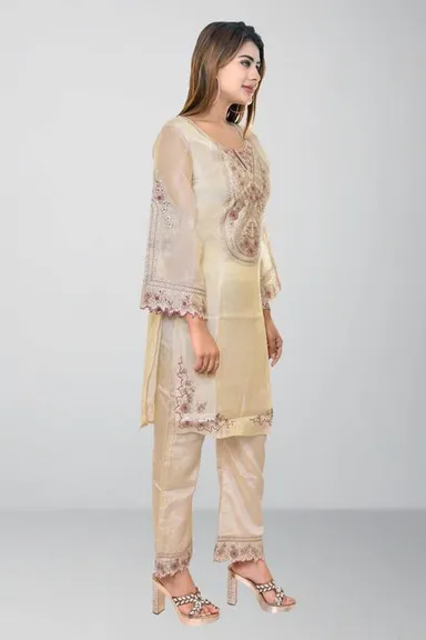 Ethnic Vogue Women Kurti Pant Dupatta Set | Designer Indian Wear, Office & Festive Use, Cotton Blend, Elegant Traditional Outfit for Women thumbnail 1