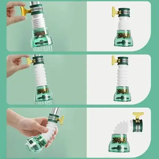 Water Faucet Adapter | Flexible Sink Extension, Anti-Splash, Water Saving, Rotatable Nozzle | Kitchen Tap Extender, Green image 2