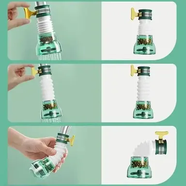  Water Faucet Adapter | Flexible Sink Extension, Anti-Splash, Water Saving, Rotatable Nozzle | Kitchen Tap Extender, Green  thumbnail 1