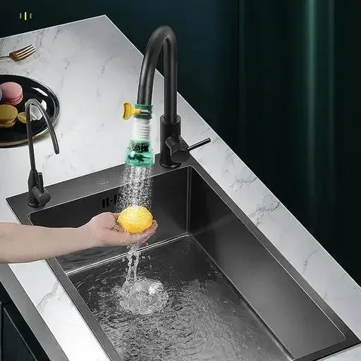 Water Faucet Adapter | Flexible Sink Extension, Anti-Splash, Water Saving, Rotatable Nozzle | Kitchen Tap Extender, Green image 3