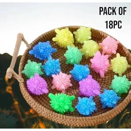 18 Pcs Washing Machine Balls | Reusable Lint Remover | Eco-Friendly PVC | Anti-Tangle & Soft | Perfect for Delicate Clothes & Pet Fur | Suitable for Front Load Machines image 1