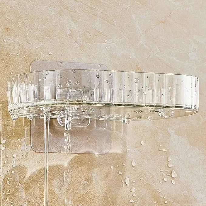 Adhesive Soap Dish Holder Set of 2 | Durable ABS Plastic | No-Drill Wall Mounted Bathroom & Kitchen Organizer | Double-Layer|Water-Draining| Easy Installation image 1