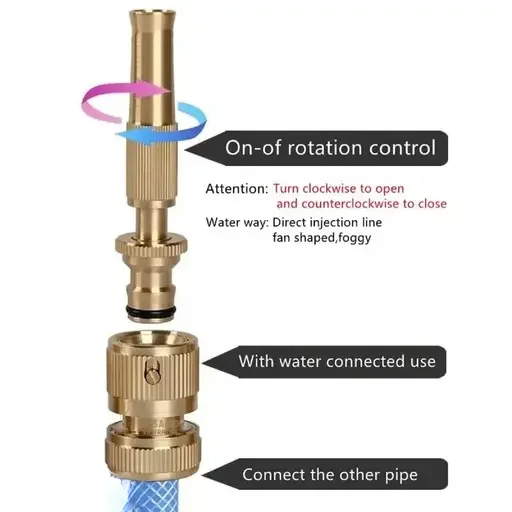 Adjustable Brass Spray Nozzle for Garden Watering, Car Washing & Outdoor Cleaning | Leak-Free Heavy Duty Spray Gun | Rust-Resistant High-Pressure Hose Nozzle image 2