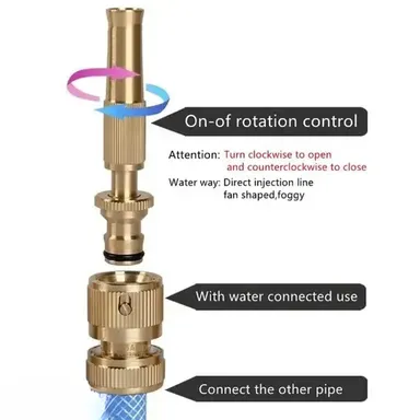 Adjustable Brass Spray Nozzle for Garden Watering, Car Washing & Outdoor Cleaning | Leak-Free Heavy Duty Spray Gun | Rust-Resistant High-Pressure Hose Nozzle thumbnail 1
