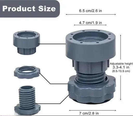 Adjustable Washing Machine Vibration Pads | Rubber Anti‑Vibration Feet 4 Pc | Height‑Adjustable, Noise‑Reducing, Heavy‑Duty image 2