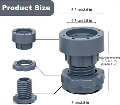 Adjustable Washing Machine Vibration Pads | Rubber Anti‑Vibration Feet 4 Pc | Height‑Adjustable, Noise‑Reducing, Heavy‑Duty thumbnail 1