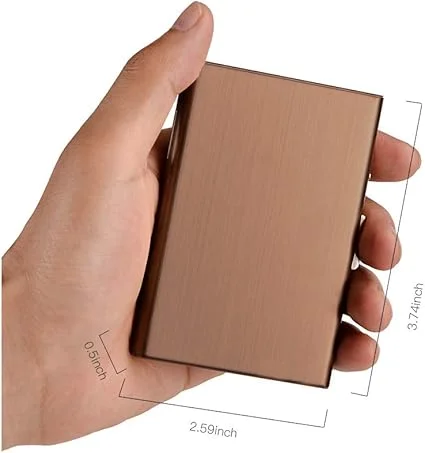 RFID Credit Card Holder | Rose Gold Stainless Steel Wallet | Slim Metal RFID Blocking Case | For Men and Women | Travel | Combo Pack of 2 image 2
