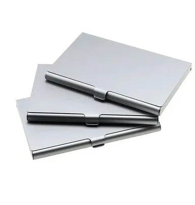 Slim Aluminum Business Card Holder, Silver Credit Card Case for Professionals, 3 Pack | Compact Metal Organizer, Lightweight, Office Use thumbnail 0