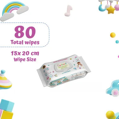 Cutetotz Baby Wet Wipes | 100% Biodegradable | Plant-Based | Fragrance Free | Green Seal Certified | Sensitive Skin Safe | 80 Count Packganic Baby Wet Wipes