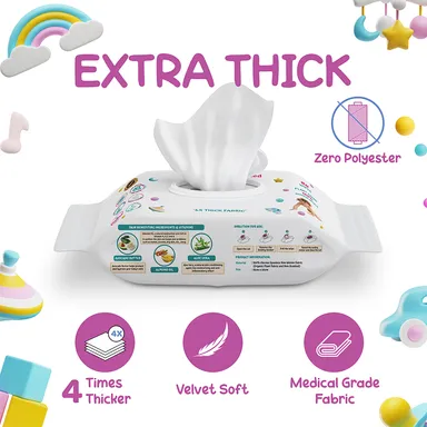 CutetotZ® Premium Organic Baby Wet Wipes | Green Seal® Certified | Pack 06 (480 Wipes) thumbnail 4