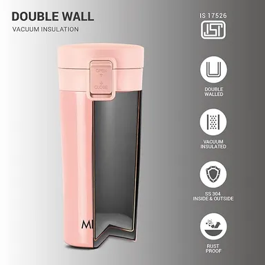 Milton  300 ml Stainless Steel Thermosteel | Peach | Vacuum Insulated Travel Coffee Mug | Leak‑Proof thumbnail 2