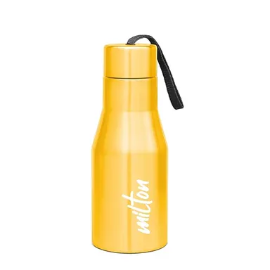 MILTON | Stainless Steel Water Bottle  475 ml | Leakproof Rustproof | ISI Certified | Yellow | Gym School Office thumbnail 0