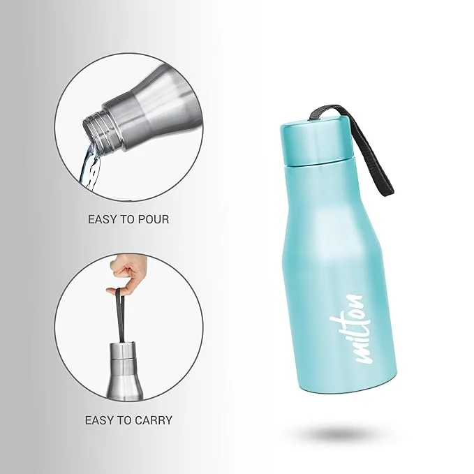 MILTON | Stainless Steel Water Bottle 475 ml | Leakproof Rustproof | ISI Certified | Sky Blue| Gym School Office image 3