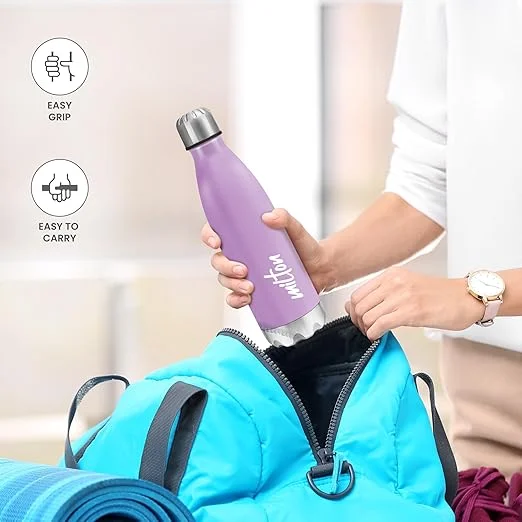 Milton Shine 1000 Stainless Steel Water Bottle 800ml | Leak Proof | Rust Free | ISI Certified Single Wall Bottle | School | Gym | Office | Travel | Purple Color image 3