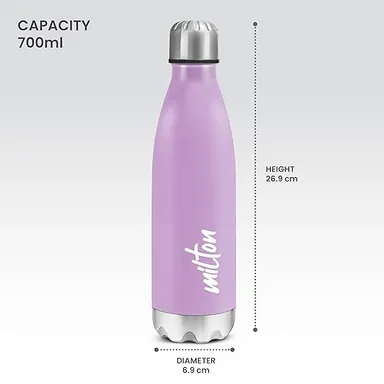 Milton Shine 1000 Stainless Steel Water Bottle 800ml | Leak Proof | Rust Free | ISI Certified Single Wall Bottle | School | Gym | Office | Travel | Purple Color thumbnail 3