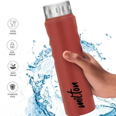 Milton Stream 1000 Stainless Steel Water Bottle 750 ml | Leak Proof, Easy Grip Travel & Gym Bottle, Red thumbnail 1