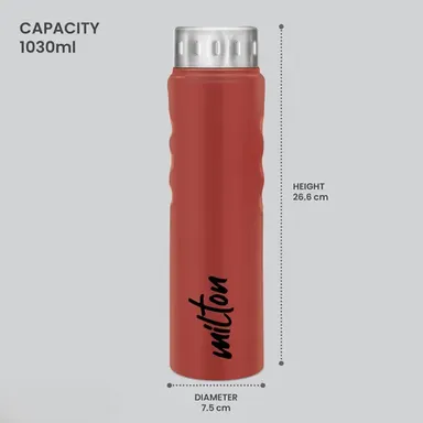 Milton Stream 1000 Stainless Steel Water Bottle 750 ml | Leak Proof, Easy Grip Travel & Gym Bottle, Red thumbnail 3