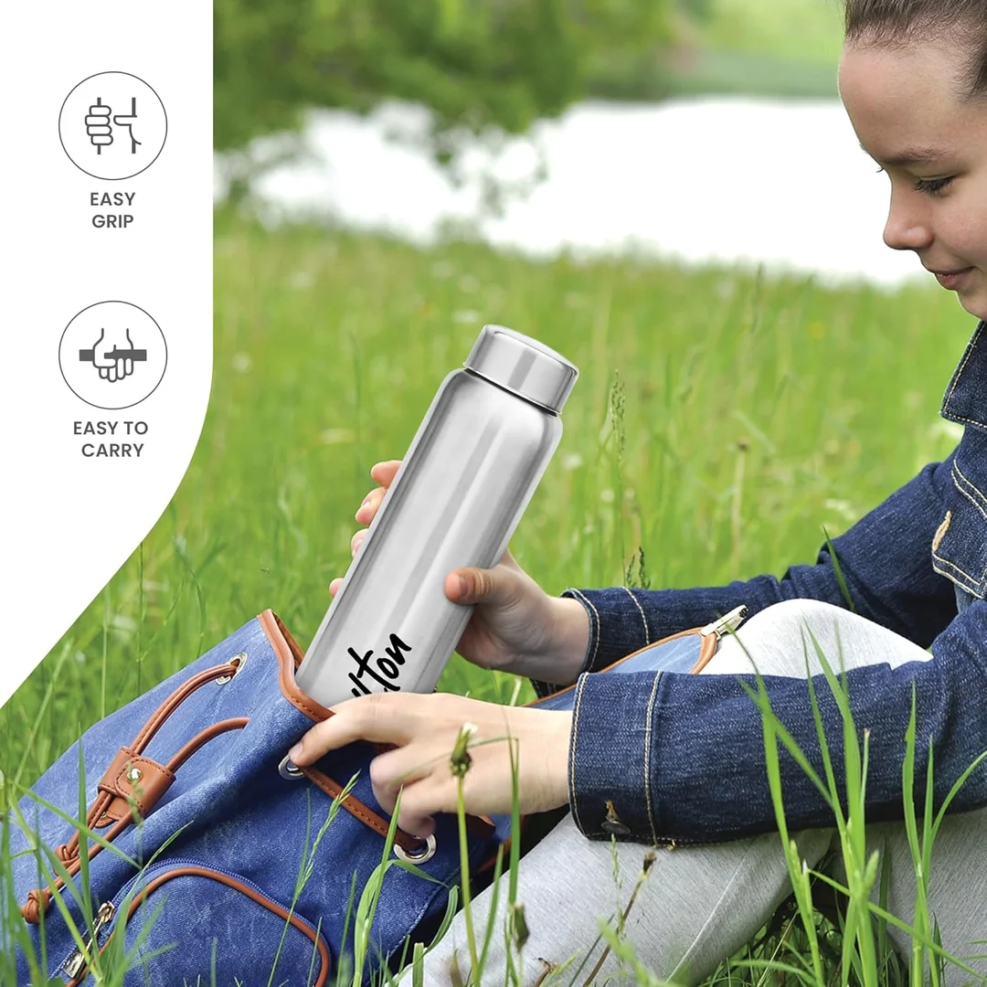 Milton Aqua 750 Stainless Steel 750ml Water Bottle Silver | Leak Proof, Office, Gym, Travel & Hiking Bottle image 3