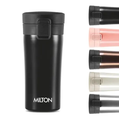 Milton Thermosteel Coffee Mug 400 ml | Leak Proof Insulated Vacuum Mug for Travel | Office | Stainless Steel | Black thumbnail 0