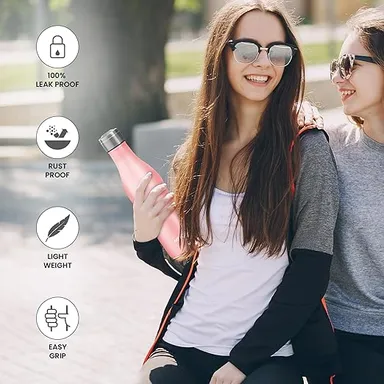 Milton Pink 800 ml Stainless Steel Water Bottle | Leak‑Proof rust proof steel bottle for office travel school thumbnail 1