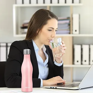 Milton Pink 800 ml Stainless Steel Water Bottle | Leak‑Proof rust proof steel bottle for office travel school thumbnail 3