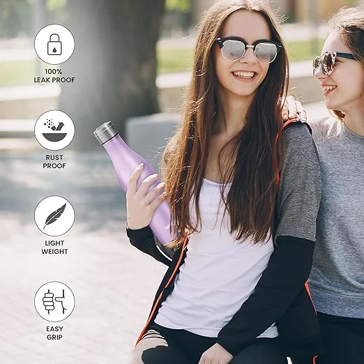 Milton Campa 800 Stainless Steel Water Bottle 800 ml | Leak Proof Rust Proof Single Wall | School Office Gym Use | Purple image 2