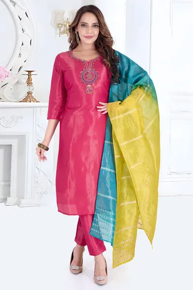 Ethnicity Blue Woven Dupatta for Women | Zari Border, Party Wear, Lightweight & Festive Use thumbnail 1