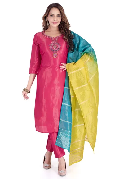 Ethnicity Blue Woven Dupatta for Women | Zari Border, Party Wear, Lightweight & Festive Use thumbnail 2