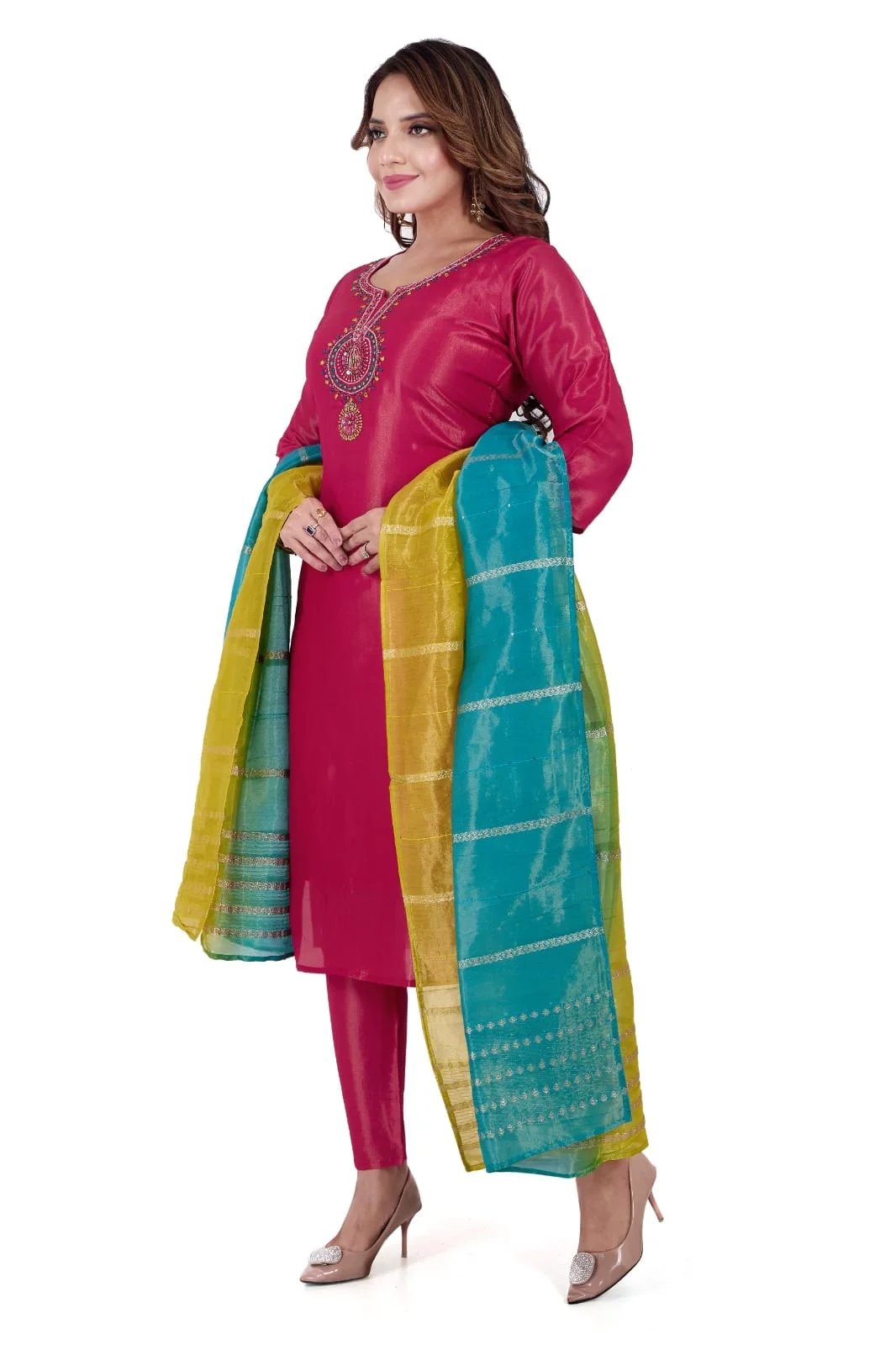 Ethnicity Blue Woven Dupatta for Women | Zari Border, Party Wear, Lightweight & Festive Use image 4