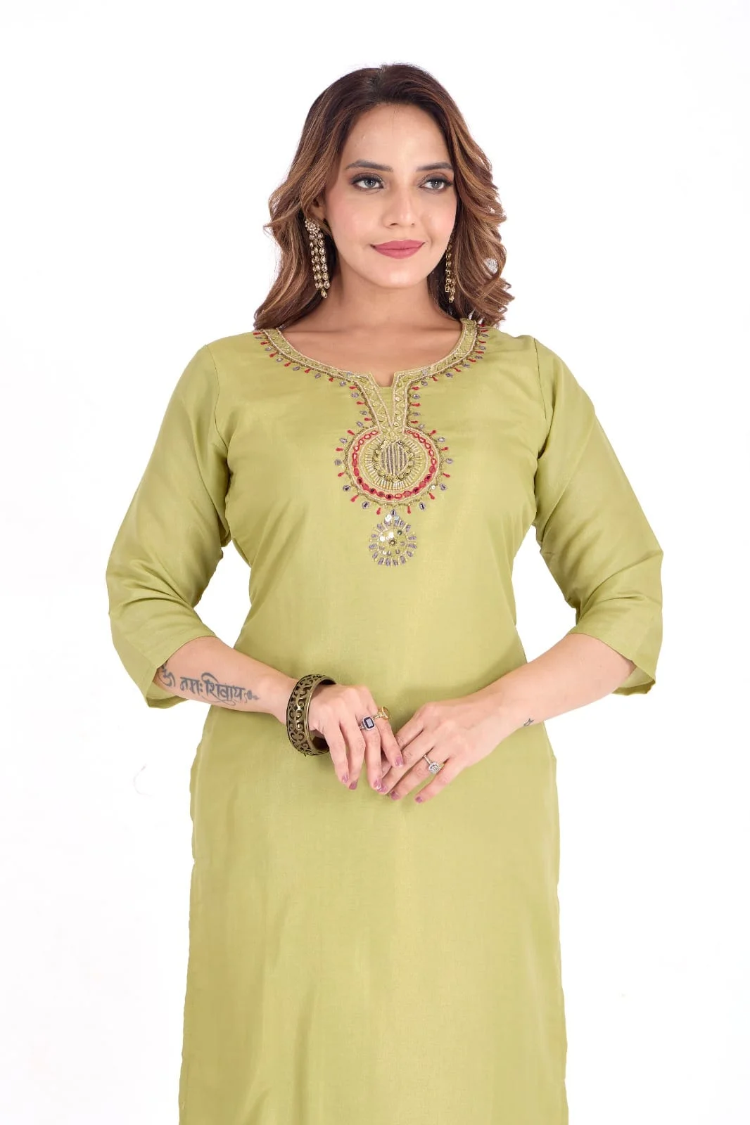 DESIGNER | Women’s Rayon Kurta Pant Dupatta Set | Printed Straight Cut | Lightweight Festive Wear | Green, Small image 5