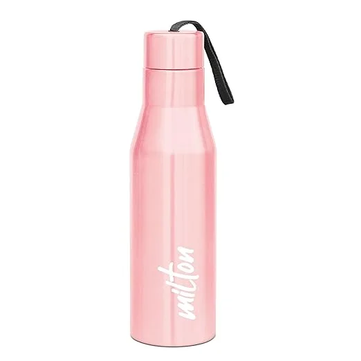 Milton Stainless Steel Water Bottle 1 Litre| Leak Proof| ISI Certified| Rust Proof | For School| Office| Gym | Light Pink| Eco-Friendly| Travel Use image 1