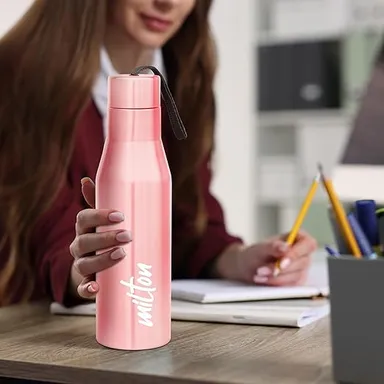 Milton Stainless Steel Water Bottle 1 Litre| Leak Proof| ISI Certified| Rust Proof | For School| Office| Gym | Light Pink| Eco-Friendly| Travel Use thumbnail 3