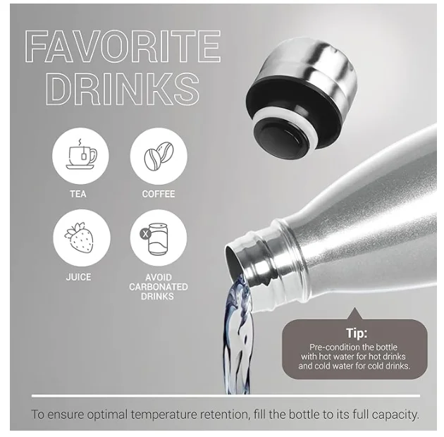 Milton Duo DLX Thermosteel Water Bottle | 1 Liter | Leak Proof | Vacuum Insulated, ISI Certified | Office Gym School Use | Silver image 2