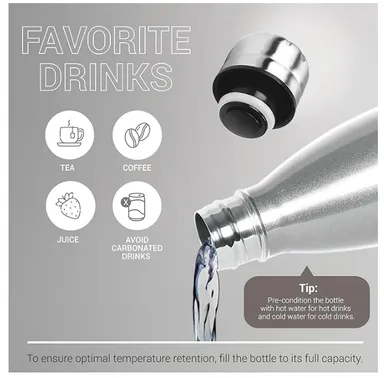 Milton Duo DLX Thermosteel Water Bottle | 1 Liter | Leak Proof | Vacuum Insulated, ISI Certified | Office Gym School Use | Silver thumbnail 1