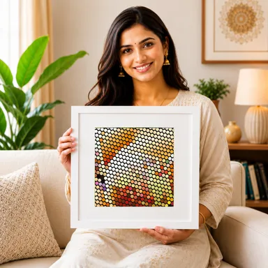 Sacred Spiral Mandala 12×12 dot art print, premium eco‑ink poster for meditation décor thumbnail 0