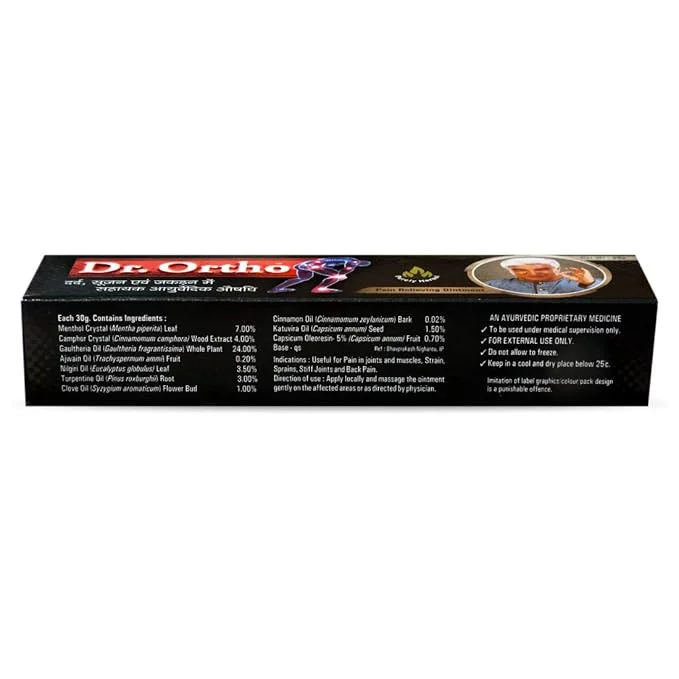 Dr Ortho Ayurvedic Pain Relieving Ointment 30g Pack of 2 | Herbal Joint Pain Cream| Muscle Relief Balm image 3