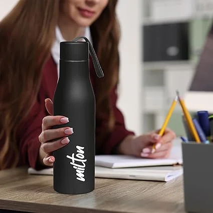 Milton Stainless Steel Water Bottle 1000 ml | Black | Single-Walled Leak Proof BPA-Free | Gym Travel School | Kids & Men | Durable & Portable image 4