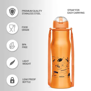Gaiety Stainless Steel Sipper Bottle 450 ml | Single Wall, Leak‑Proof, Rust‑Proof for School Gym Office  thumbnail 1