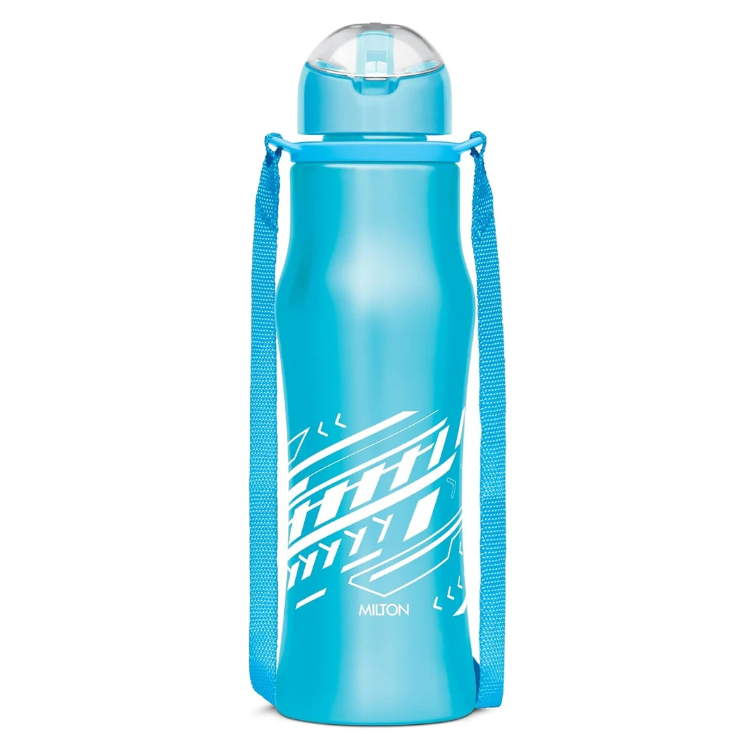 Milton Gaiety Stainless Steel Water Bottle | Leak-Proof Sipper| 450 ml| BPA-Free| School & Gym Use| Blue image 1