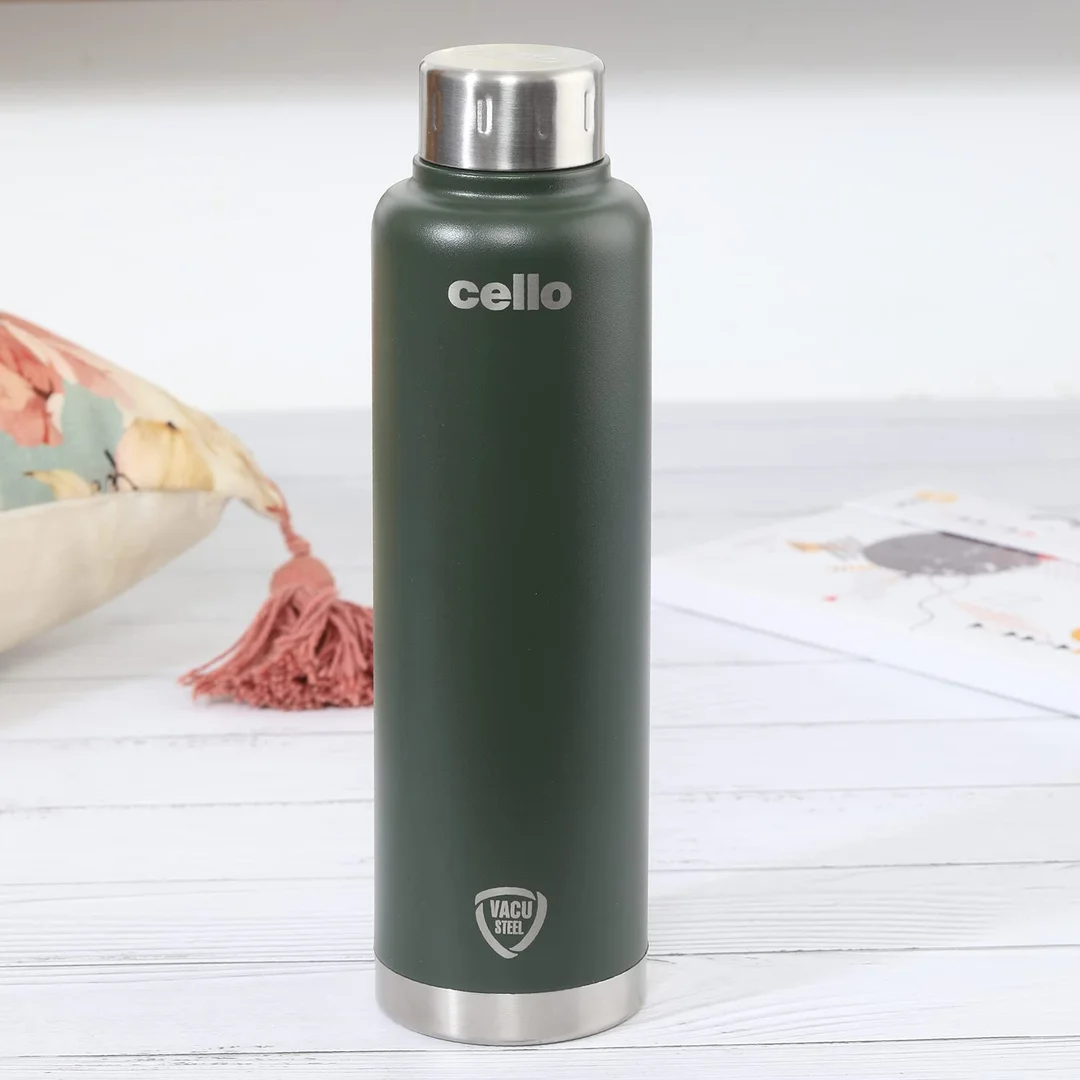 Cello Duro Top insulated water bottle 500 ml green | double wall vacuum flask | leak proof travel bottle | ideal for office gym image 1