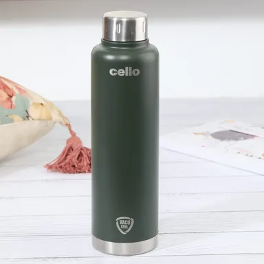 Cello Duro Top insulated water bottle 500 ml green | double wall vacuum flask | leak proof travel bottle | ideal for office gym thumbnail 0