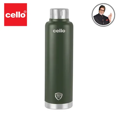 Cello Duro Top insulated water bottle 500 ml green | double wall vacuum flask | leak proof travel bottle | ideal for office gym thumbnail 1
